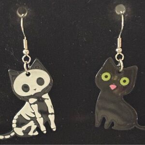 Black and White Cat Earrings